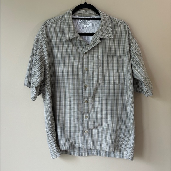 Columbia Other - Columbia Sportswear Plaid Short Sleeve Button Up Shirt Olive Green/White Men's L